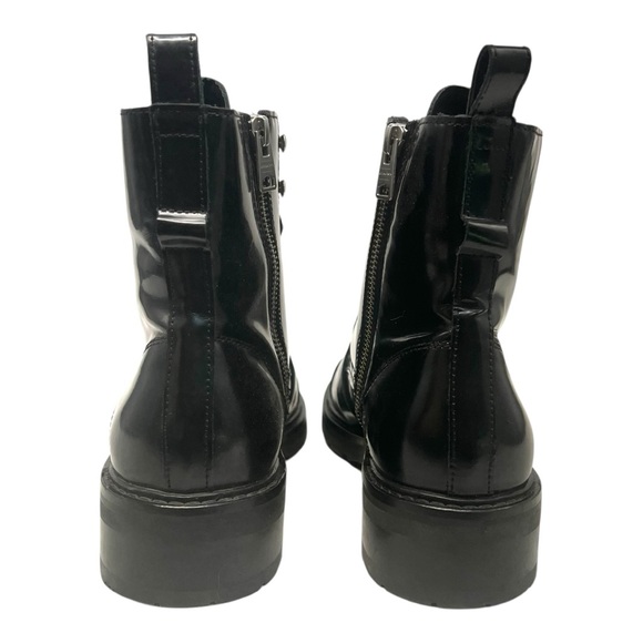 All Saints Donita Black Leather Croc Embossed Combat Moto Biker Boots Women’s 40 - Picture 8 of 16